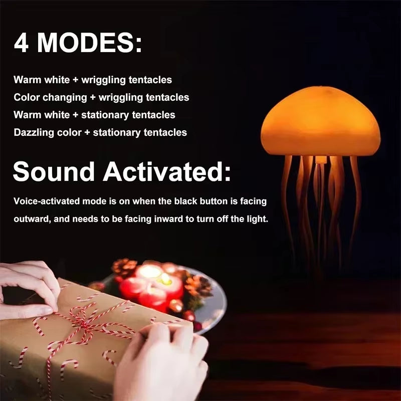 Transform Your Bedroom with the Enchanting RGB Dancing Jellyfish Night Light - Voice-Controlled Magical Decor and Ideal Unique Gift!
