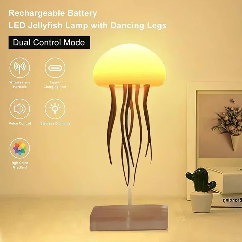 Transform Your Bedroom with the Enchanting RGB Dancing Jellyfish Night Light - Voice-Controlled Magical Decor and Ideal Unique Gift!